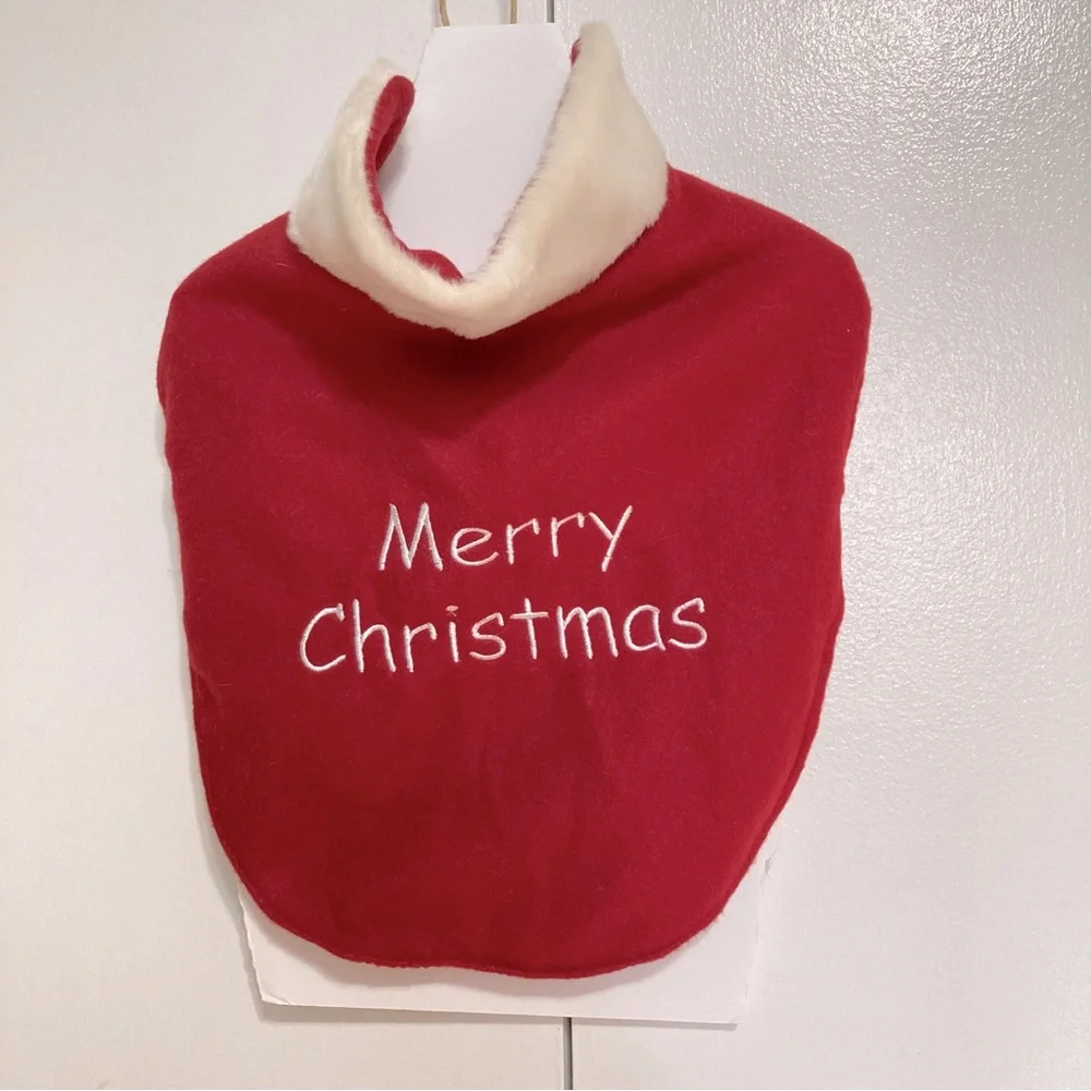 Merry Christmas Red and White Soft  Dog Jacket with Velcro Strap Closure Lined